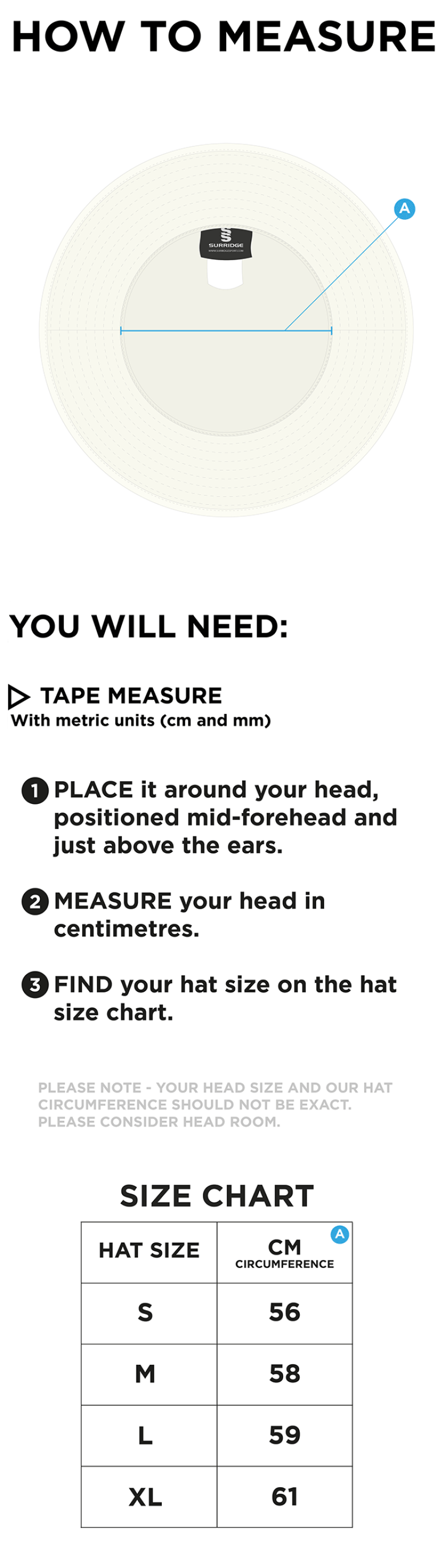 Shepley CC - Floppy Hat - Size Guide